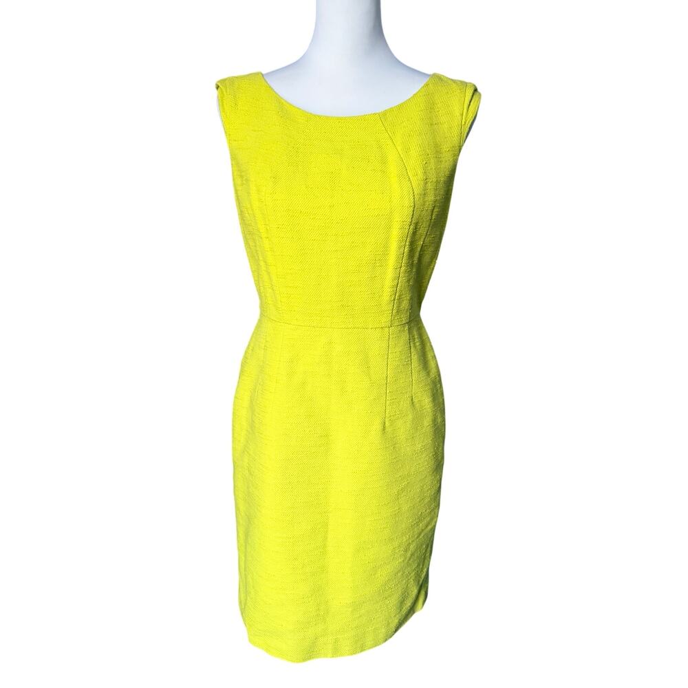 Ann Taylor Petite 4P Sleeveless Dress Yellow Green